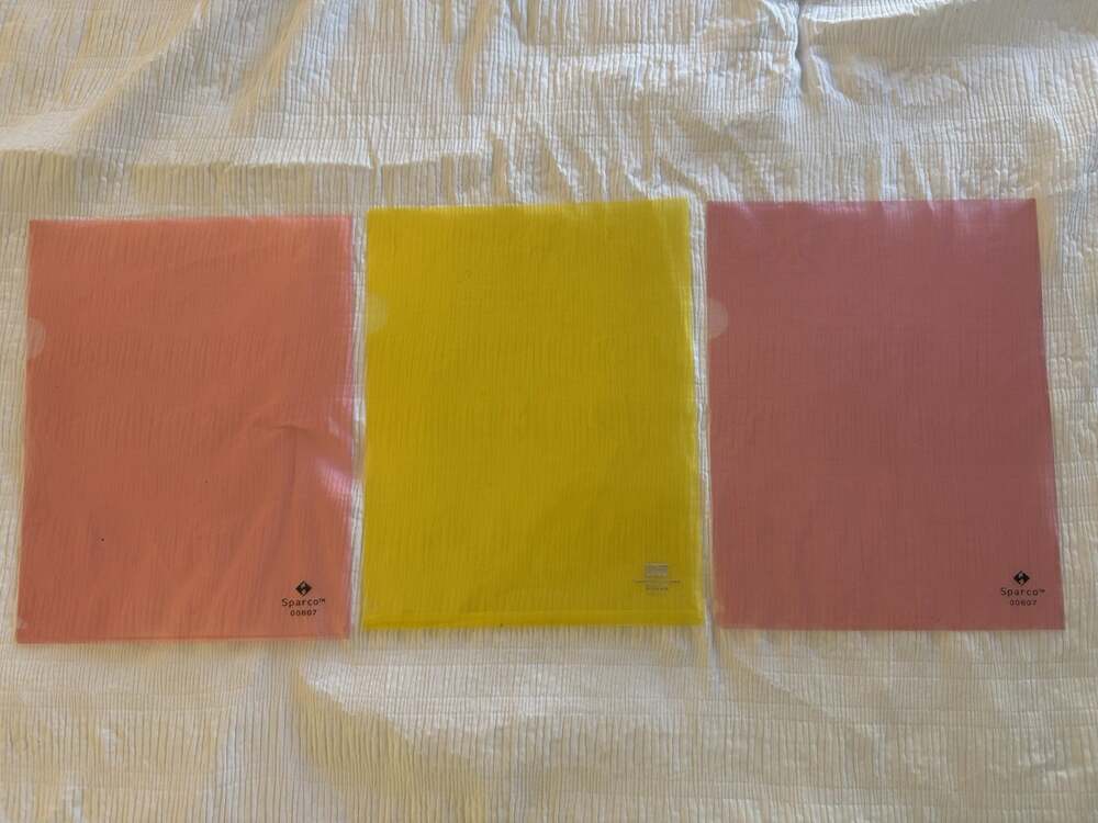Sparco Clear Plastic Document Folders Lot of 3 Pink Yellow Sheet Protectors